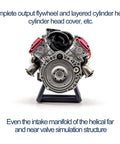 3D Printed Resin V8 Engine Model Kit for RC Car Fans Realistic Dynamic V8 Internal Combustion Engine Replica for AX90104 SCX10 II Capra VS4-10 Pro Ultra DIY Assembly High Detail Hobby Accessory, front view on stand