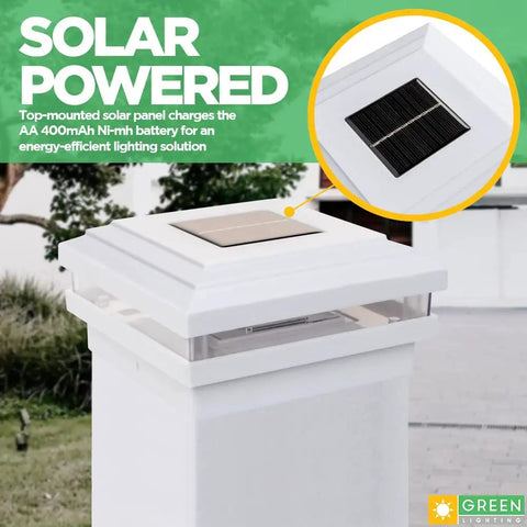 Dual Solar Post Lights For 4x4 And 5x5 Posts White Outdoor Deck And Fence Post Caps Solar Powered Fits Wood Vinyl PVC Posts