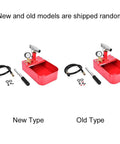 Manual hydraulic pressure test pump, 1000 PSI, red with gauge and hose; two units shown (new and old type).