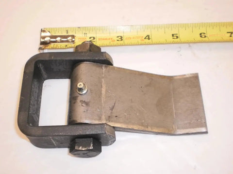 Two Heavy Duty Door Hinges For Dump Trailers And Freight Trucks, Greasable Strap Style Cargo Door Hardware shown with ruler