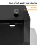 Dang Tough Wall Mount Cover For Electric Vehicle Chargers Built From Rigid Cold Rolled Steel With Rock Solid Locking System Completely Waterproof For Any Rough Outdoor Conditions In Glossy Black, showing top view with lock.