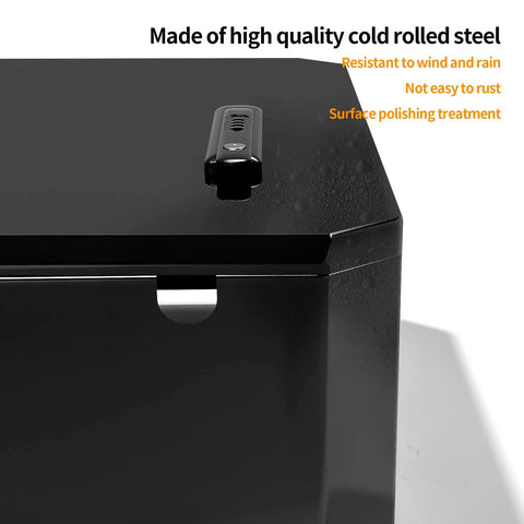 Dang Tough Wall Mount Cover For Electric Vehicle Chargers Built From Rigid Cold Rolled Steel With Rock Solid Locking System Completely Waterproof For Any Rough Outdoor Conditions In Glossy Black, showing top view with lock.