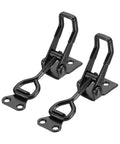 Beefy Adjustable Toggle Clamp M6 X 34mm Holds 396lbs With Quick Release Pull Latch Model 4002 shown in black carbon steel.
