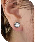 ASTM F136 Titanium 0G Round CZ Ear Gauges Tunnels Screw Fit Flesh Plugs Gauges Earring Expander Stretcher For Ears 8mm