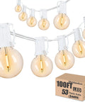 Image of 100 Feet Outdoor G40 Globe String Lights Waterproof IP44 Dope Patio Lighting With 53 Shatterproof Bulbs And 3 Extra