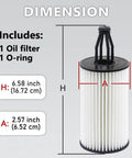 Detailed dimensions of Mercedes Benz Oil Filter For ML350 E350 C300 C400 S550 GLK350, showing height and diameter measurements.