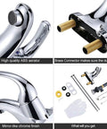 Single Handle Low Arc Bathroom Faucet With Lift Rod Drain Assembly 4 Inch Centerset Chrome Vanity Tap Basin Mixer components