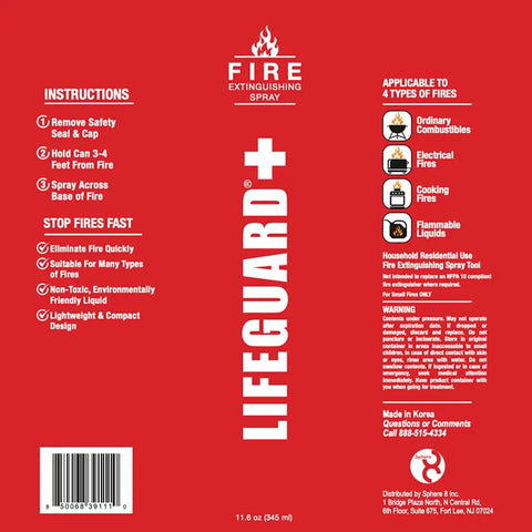 Ultra Compact Aerosol Fire Extinguisher Spray Pack Of 2 Non Toxic Eco Friendly Fire Suppressant label with instructions