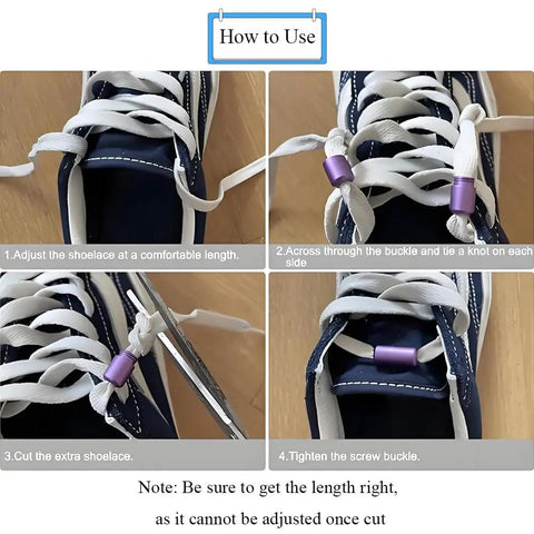 No Tie Shoelace Buckle Lock For Easy Slip On Sneakers Metal Turnbuckle Clasps Cap End Tips 12 Pieces Black on white laces