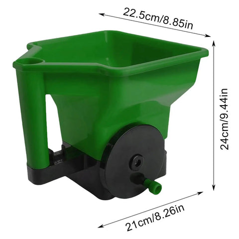 Hand Crank Garden Spreader For Lawn Care No Power Needed Seed And Fertilizer Applicator Portable Handheld Tool Built From Crack Resistant ABS And PP Easy To Use For Planting Seeding And Lawn Maintenance, green 24cm hopper