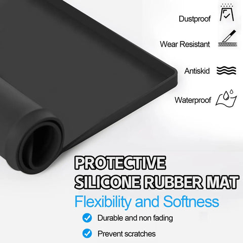 Heavy Duty Silicone Top Loader Protector Mat For Washer And Dryer Surface 27 X 27 Inch Slick Non Slip Cushion detail showing flexible rubber material.