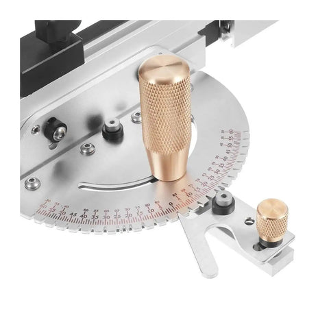 Dead On Table Router Gauge With Flip Stop Fence And Adjustable Protractor Angle Ruler for precise angle settings and alignment.