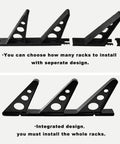 Beefy Wall Mounted Snowboard And Ski Rack Stash Up To Three Boards Horizontally Inside Your Garage Using Durable Plastic Multi Sport Gear Holder Home Organization showing separate and integrated mounting designs in black.