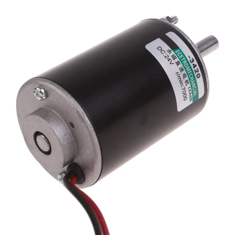 Rock Solid Permanent Magnet Dc Motor 12 24 Volt 30 Watt Ultra Compact Reversible Drive with wiring and label for DIY tools.