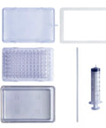 Dessert Dispenser And Transparent Dessert Maker For Home Kitchen And Dessert Shops With 96 Holes To Create Spherical Pearls, includes transparent perforated grid, syringe, and parts.