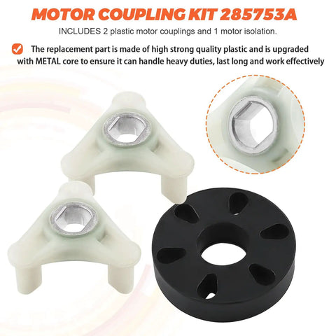 Washer Clutch Assembly Kit With Motor Coupling And 4 Agitator Dogs 80040 Upgrade Bundle For Kenmore Whirlpool Roper Washers Fits Replacement 285331 3351342 3946794 3951311, plastic and metal parts