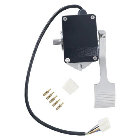 Heavy Duty Throttle Accelerator Foot Pedal Straight Swap For Curtis Electric Forklift Golf Cart Efp 005 Efp713 0502 Oem Grade, silver and black components with wiring.