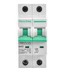 Front view of DC Miniature Circuit Breaker 2-Pole 40 Amp Non-Polarized Type B 12V-110V DC MCB with 6kA Breaking Capacity.