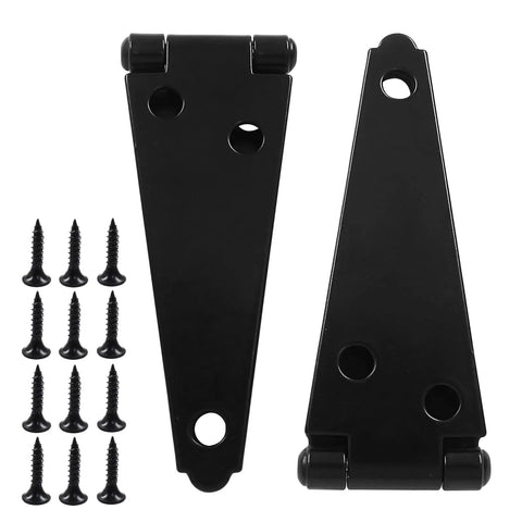 Heavy Duty Black Strap Hinge Set For Wooden Garden Sheds And Backyard Gates Built Tough Four Inch Corrosion Resistant Iron Tee Hinge Hardware No Sweat Install