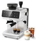 Twenty Bar Bean To Cup Espresso Machine With Built In Conical Burr Grinder delivering Forty Four precision grind settings and a clever touchscreen interface.