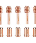Ten Piece Plasma Cutter Torch Consumables Kit Includes Five Electrodes And Five Nozzle Tips For Pro Grade Metal Cutting Copper Construction