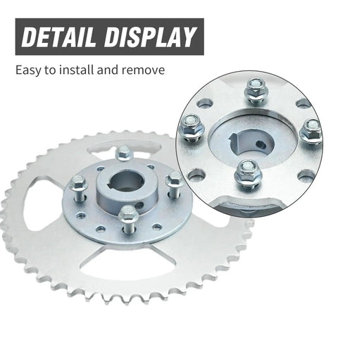 Go Kart Rear Sprocket Kit With 48 Tooth Sprocket, 8 Hole Hub, 1 Inch Bore, Quarter Inch Keyway, heavy duty design close-up