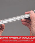 Vernier Caliper With Hardened Stainless Steel Depth Rod And Lock Screw Built For Pro Grade Precision, hands using tool