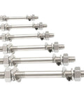 Beefy M12 Double-Ended Threaded Rod Kit In 304 Stainless Steel Through-Wall Bolt Set With Nuts Washers And Spring Washers