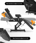 Adjustable backrest and footrest of Premium Electric Tattoo Chair Bed With Stool for optimal positioning in studio.