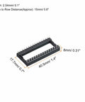 Flat Pin DIP IC Socket Adapter 32-Pin, 2.54mm Pitch, 15mm Row Spacing, dual-row design with measurements shown