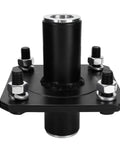 Beefy Tail Wheel Hub For Rotary Cutter, 4 Bolt Holes, 1 Inch Axle Universal Fit, Black, Heavy Duty Agricultural Machinery Replacement Part