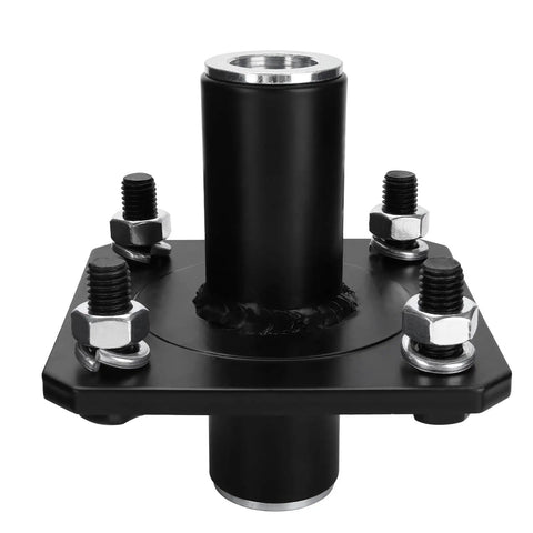 Beefy Tail Wheel Hub For Rotary Cutter, 4 Bolt Holes, 1 Inch Axle Universal Fit, Black, Heavy Duty Agricultural Machinery Replacement Part