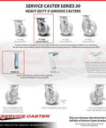 Built Tough 5 Inch V Groove Semi Steel Wheel Rigid Caster diagram showing specifications and features for heavy loads.
