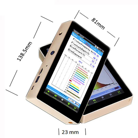 OHSP350F 380 To 780 nm Spectrometer Flicker Meter Light Spectrum Analyzer With Pro Grade 5 Inch LCD Readout And Auto Zeroing Output In CSV JPG PDF And OHS Formats Integrates 50 Microseconds To 10 Seconds Lightweight with 5-inch LCD, gold handheld body