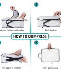 Step-by-step guide to using Compression Packing Cubes 5 Piece Set Travel Organizer Boxes With Zippers For Women And Men