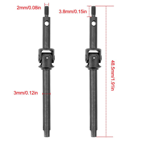 Two Piece Steel Front Axle Drive Shaft CVD Set for Axial SCX24 C10 JLU Bronco Gladiator Deadbolt Upgrades Parts