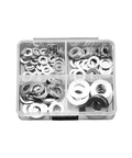 260 Pcs Stainless Steel Lock And Flat Washer Set M3 To M10 with organized spring lock washers in storage case