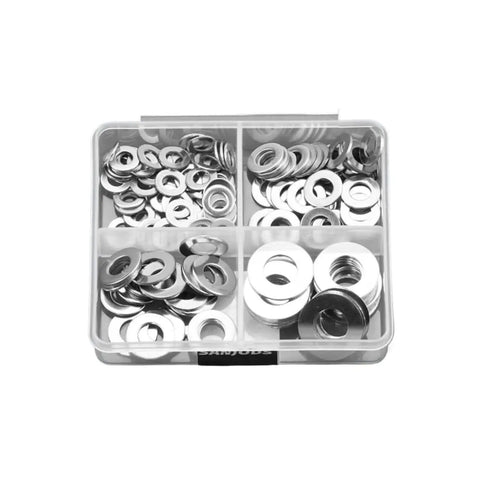 260 Pcs Stainless Steel Lock And Flat Washer Set M3 To M10 with organized spring lock washers in storage case