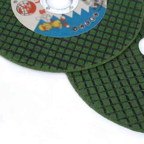 Close-up of Five Pack Resin Cutting Discs For Angle Grinder 100 mm Diameter, 16 mm Bore, 1.2 mm Thick heavy-duty wheels