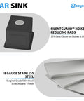 15 x 17 Inch Undermount Bar Sink In 16 Gauge T304 Stainless Steel with noise reducing pads and ScratchGuard finish.