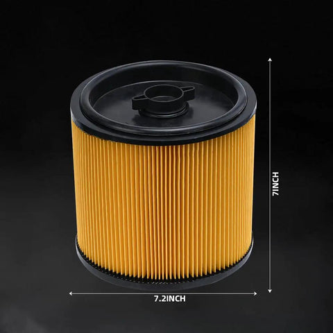 Replacement Standard Cartridge Filter And Retainer For VCFS Filters Fits 5 To 20 Gallons Wet Dry Vacuums Compatible With Hart Shop Vac And Similar Brands 2 Pack, showing filter dimensions