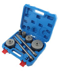 Top Tier 9 Piece Concrete Hole Saw Kit With Masonry Drill Bits For 30, 40, 65, 80 And 100 MM Holes Drilling Perfectly Through Brick Cement And Wall Surfaces Like A Boss. blue case with concrete hole saws and masonry drill bits