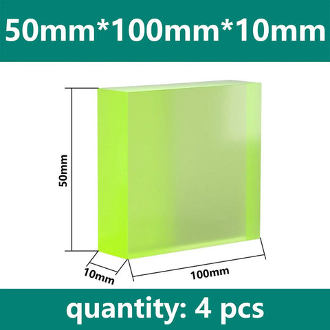 4 Piece 10mm Solid Polyurethane Block Set For CNC Machining And Industrial Engineering Heavy Duty Urethane Square Blocks with measurement details.