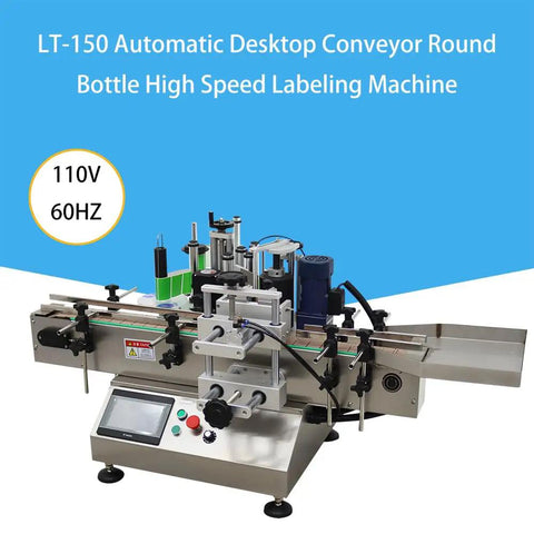 Premium Automatic Labeling Machine For Round Bottles High Speed Label Applicator with stainless steel design and controls.