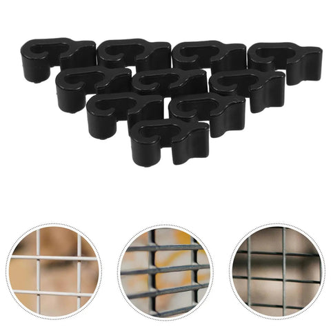 Wire Cage Door Clips For Pet Crates And Animal Gates Sturdy Latches And Quick Installation 40 Pack Cat Cage Door Clamps showcasing black plastic fasteners for secure enclosure.