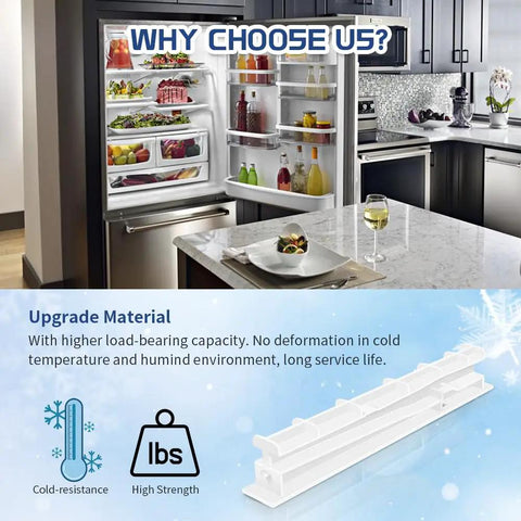 No Drama Fix For Your Fridge Crisper Drawer Using This Heavy Duty Center Slide Rail Totally Smooth Fit For Whirlpool Kenmore Maytag Models in kitchen setting.