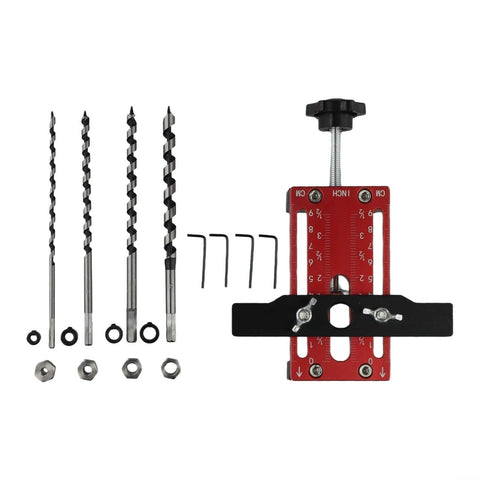 Heavy Duty Cabinet Door Positioner Clamp, Adjustable Aluminum Alloy Vertical Installation Tool with drill bits and wrench set.