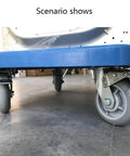 Badass Heavy Duty Silent Rubber Caster Wheels With Fixed Industrial Brakes Thickened Steel Pads on a workshop cart scenario.