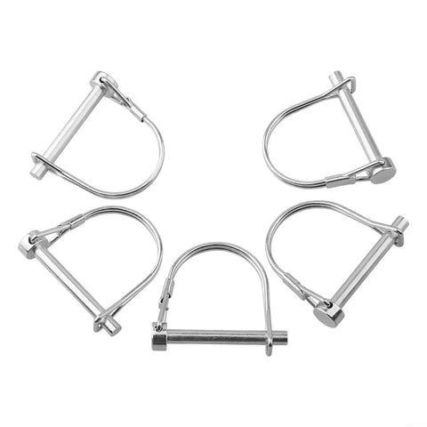 Five Pack Locking Pins Set, Tubular Folding Hitch Pins With Spring Lock, Galvanized For Trailers, Trucks, Tractors And Farm Gear