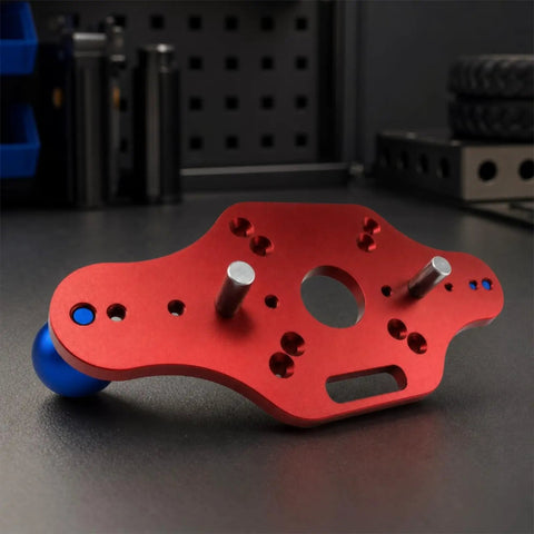 Heavy Duty Trimming Machine Bottom Plate Tool With Precision Hardware For Woodworkers And Woodcraft Projects ensuring stable movement with red anodized metal.